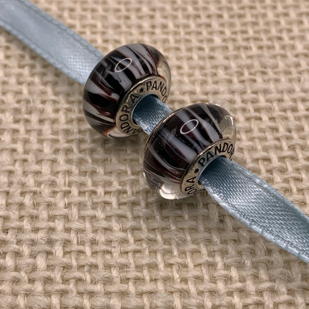 Pandora Murano Glass Charms in black and white
